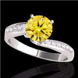 Genuine 1.15 CTW Certified Fancy Intense Genuine Diamond Bypass Solitaire Ring Gold - 35070-REF#95X5