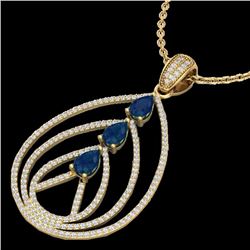 Natural 2.0 CTW Sapphire & Micro Pave Diamond Certified Designer Necklace 18K Gold - 22472-REF#106K9