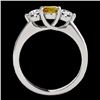 Image 2 : Genuine 2.0 CTW Certified Fancy Intense Genuine Diamond 3 Stone Solitaire Ring Gold - 35392-REF#212A