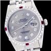 Image 1 : Rolex Ladies Stainless Steel, Diam Dial & Diam/Ruby Bezel, Saph Crystal - REF#338M2K