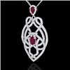 Image 2 : Natural 3.50 CTW Ruby & Micro Pave Diamond Heart Necklace Designer Solitaire 14K Gold - 21250-REF#12