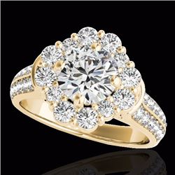 Genuine 2.16 CTW Certified G-I Genuine Diamond Bridal Solitaire Halo Ring Gold - 33951-REF#153K2T