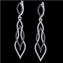 Natural 1.90 CTW Micro Pave Black & White Diamond Certified Earrings 14K Gold - 20092-REF#122G8W