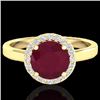Image 1 : Natural 2.0 CTW Ruby & Halo Diamond Micro Pave Ring Solitaire Bridal 18K Gold - 21642-REF#49X3A