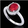 Image 2 : Natural 2.0 CTW Ruby & Micro Pave Diamond Bridal Ring Solitaire Halo 18K Gold - 21018-REF#43N9G