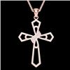 Image 2 : Natural 1.0 CTW Micro Pave Diamond Certified Cross Necklace 14K Gold - 22578-REF#80A8N