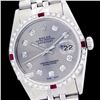 Image 1 : Rolex Men's Stainless Steel, QuickSet, Diam Dial & Diam/Ruby Bezel - REF#425A5M