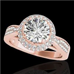 Genuine 1.65 CTW Certified G-I Genuine Diamond Bridal Solitaire Halo Ring Gold - 34406-REF#126K5T