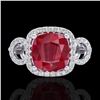 Image 1 : Natural 3.15 CTW Ruby & Micro Pave Diamond Certified Ring 18K Gold - 23008-REF#69Y2V