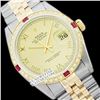 Image 1 : Rolex Men's 2Tone 14K Gold/ SS, QuickSet, Roman Dial & Diam/Ruby Bezel - REF#436J4Y