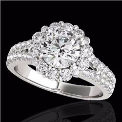 Genuine 2.01 CTW Certified G-I Genuine Diamond Bridal Solitaire Halo Ring Gold - 33931-REF#143X7A