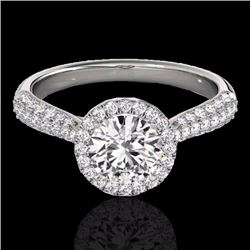 Genuine 1.40 CTW Certified G-I Genuine Diamond Bridal Solitaire Halo Ring Gold - 33298-REF#108G2W
