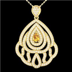 Natural 2.0 CTW Yellow Sapphire & Micro Pave Diamond Designer Necklace In 18K Gold - 21278-REF#123Y5