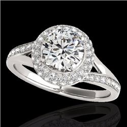 Genuine 1.60 CTW Certified G-I Genuine Diamond Bridal Solitaire Halo Ring Gold - 34114-REF#120F7M
