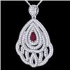 Image 2 : Genuine 2.0 CTW Ruby & Micro Pave Diamond Designer Necklace In 18K Gold - 21269-REF#123A5N