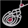 Image 2 : Genuine 3.20 CTW Ruby And Micro Pave Diamond Heart Designer Necklace 14K Gold - 22439-REF#130M2H