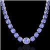 Image 2 : Genuine 127 CTW Tanzanite & Diamond Halo Micro Eternity Necklace 14K Gold - 22317-REF#2100M2H