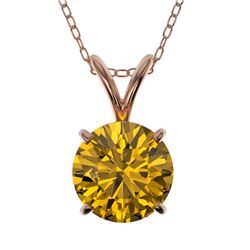 Genuine 1.25 CTW Certified Intense Yellow Genuine Diamond Solitaire Necklace Gold - 33210-REF#105F8M