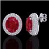 Image 2 : Natural 9.20 CTW Ruby & Micro Pave Diamond Certified Earrings 18K Gold - 20232-REF#129G5W