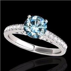 Genuine 1.50 CTW Certified Fancy Blue Genuine Diamond Solitaire Bridal Ring Gold - 34867-REF#112H3R