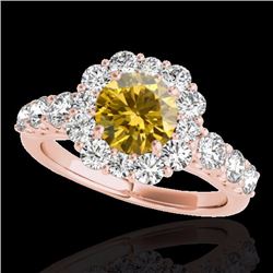 Genuine 2.90 CTW Certified Fancy Intense Genuine Diamond Solitaire Halo Ring Gold - 33399-REF#218N7G