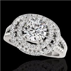 Genuine 1.75 CTW Certified G-I Genuine Diamond Bridal Solitaire Halo Ring Gold - 34283-REF#143K2T