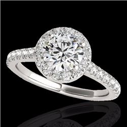 Genuine 1.70 CTW Certified G-I Genuine Diamond Bridal Solitaire Halo Ring Gold - 33589-REF#143A3N
