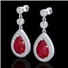 Image 1 : Natural 6.0 CTW Ruby & Micro Pave Diamond Certified Earrings Designer 18K Gold - 23120-REF#63Z5Y