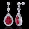 Image 2 : Natural 6.0 CTW Ruby & Micro Pave Diamond Certified Earrings Designer 18K Gold - 23120-REF#63Z5Y