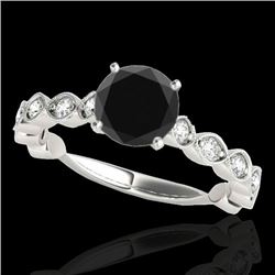 Genuine 1.50 CTW Certified Black Genuine Diamond Solitaire Bridal Ring Gold - 34883-REF#58X8A