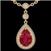 Image 2 : Genuine 2.75 CTW Ruby & Micro Pave Diamond Certified Necklace Designer 18K Gold - 23139-REF#38W7K