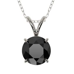 Genuine 1.0 CTW Fancy Black Genuine Diamond Bridal Solitaire Necklace Gold - 33185-REF#29V2F