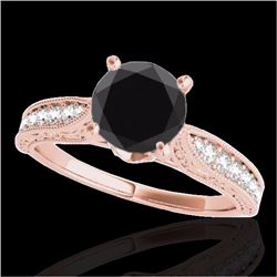 Genuine 1.50 CTW Certified Black Genuine Diamond Solitaire Antique Ring Gold - 34733-REF#57T3X
