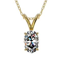 Genuine 0.50 CTW Certified Quality Oval Genuine Diamond Solitaire Necklace Gold - 33165-REF#56K4T