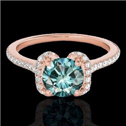 Genuine 1.33 CTW Certified Fancy Blue Genuine Diamond Solitaire Halo Ring Gold - 33295-REF#102N8G