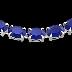 Genuine 68 CTW Sapphire Eternity Designer Inspired Tennis Necklace 14K Gold - 23403-REF#215A3N