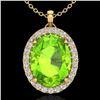 Image 1 : Genuine 2.75 CTW Peridot & Micro Pave Diamond Halo Solitaire Necklace 18K Gold - 20595-REF#47Z2Y