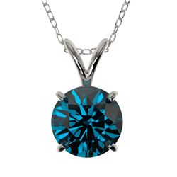 Genuine 1.25 CTW Certified Intense Blue Genuine Diamond Solitaire Necklace Gold - 33207-REF#105T8X