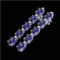 Natural 6.0 CTW Tanzanite & Diamond Certified Tennis Earrings 10K Gold - 21534-REF#45M5H