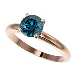 Genuine 1.27 CTW Certified Intense Blue Genuine Diamond Solitaire Engagement Ring Gold - 36432-REF#1
