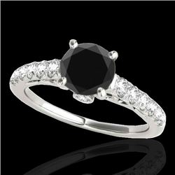 Genuine 1.75 CTW Certified Black Genuine Diamond Solitaire Bridal Ring Gold - 34993-REF#67G3W