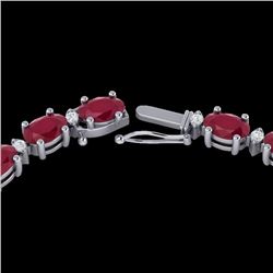 Genuine 71.85 CTW Ruby & Diamond Certified Eternity Tennis Necklace Gold - 29515-REF#271T2X