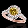 Image 1 : Genuine 3.0 CTW Certified Fancy Intense Genuine Diamond Solitaire Halo Ring Gold - 33561-REF#226Y7V