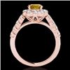 Image 2 : Genuine 3.0 CTW Certified Fancy Intense Genuine Diamond Solitaire Halo Ring Gold - 33561-REF#226Y7V