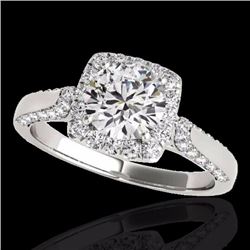 Genuine 1.50 CTW Certified G-I Genuine Diamond Bridal Solitaire Halo Ring Gold - 33364-REF#113Z2Y