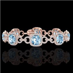Genuine 30 CTW Topaz & Micro Pave Diamond Certified Bracelet 14K Gold - 23033-REF#267M5H