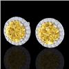 Image 1 : Natural 4.0 CTW Citrine & Halo Diamond Micro Pave Earrings Solitaire 18K Gold - 21486-REF#50Y7V