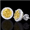 Image 2 : Natural 4.0 CTW Citrine & Halo Diamond Micro Pave Earrings Solitaire 18K Gold - 21486-REF#50Y7V