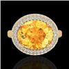 Image 2 : Natural 4.0 CTW Citrine & Micro Pave Diamond Certified Ring 18K Gold - 20912-REF#69H4R