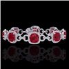 Image 1 : Natural 25 CTW Ruby & Micro Pave Diamond Certified Bracelet 14K Gold - 23028-REF#263G9W